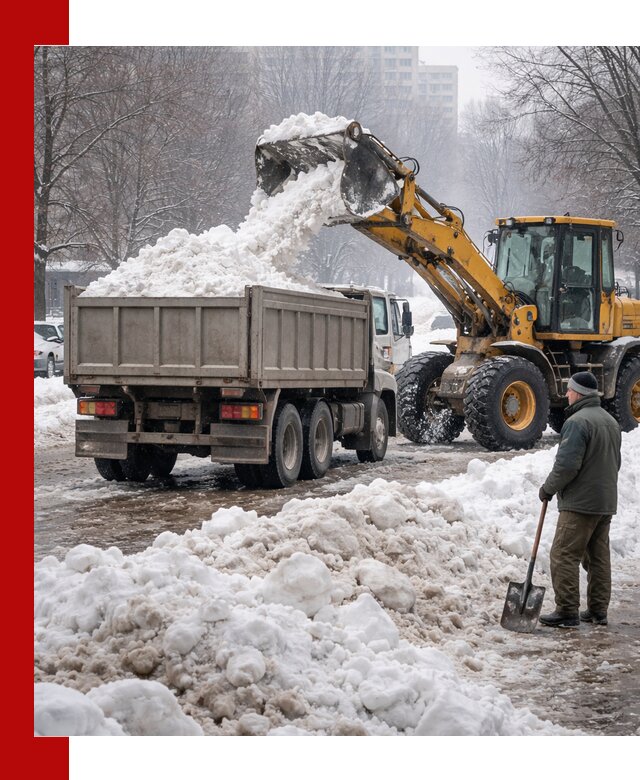 Вывоз снега грузовой техникой в Ставрополе оперативно и чисто