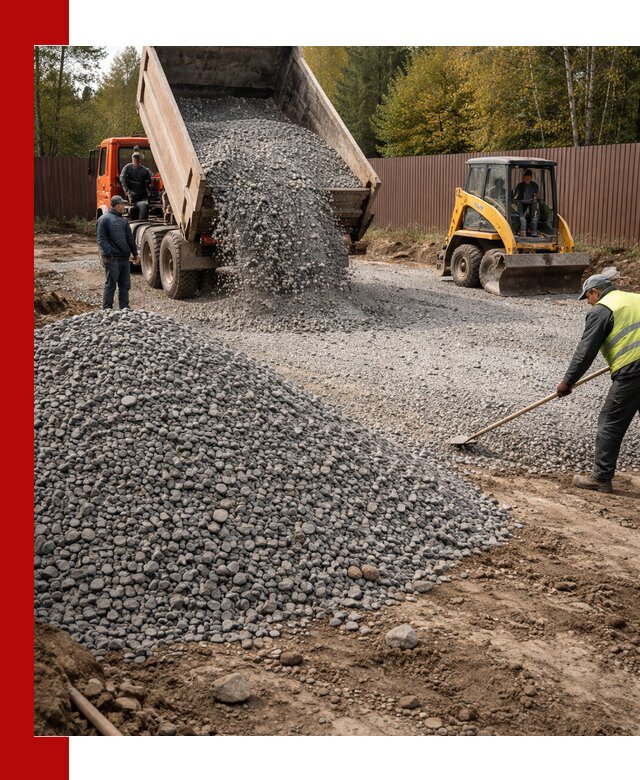 Отсыпка участка щебнем с доставкой и уплотнением в Ставрополе